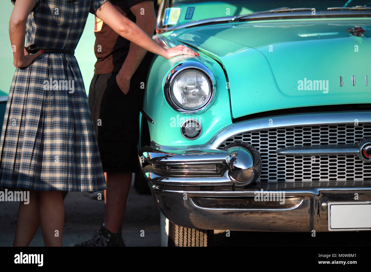 vintage Buick lady at fifties festival Stock Photo