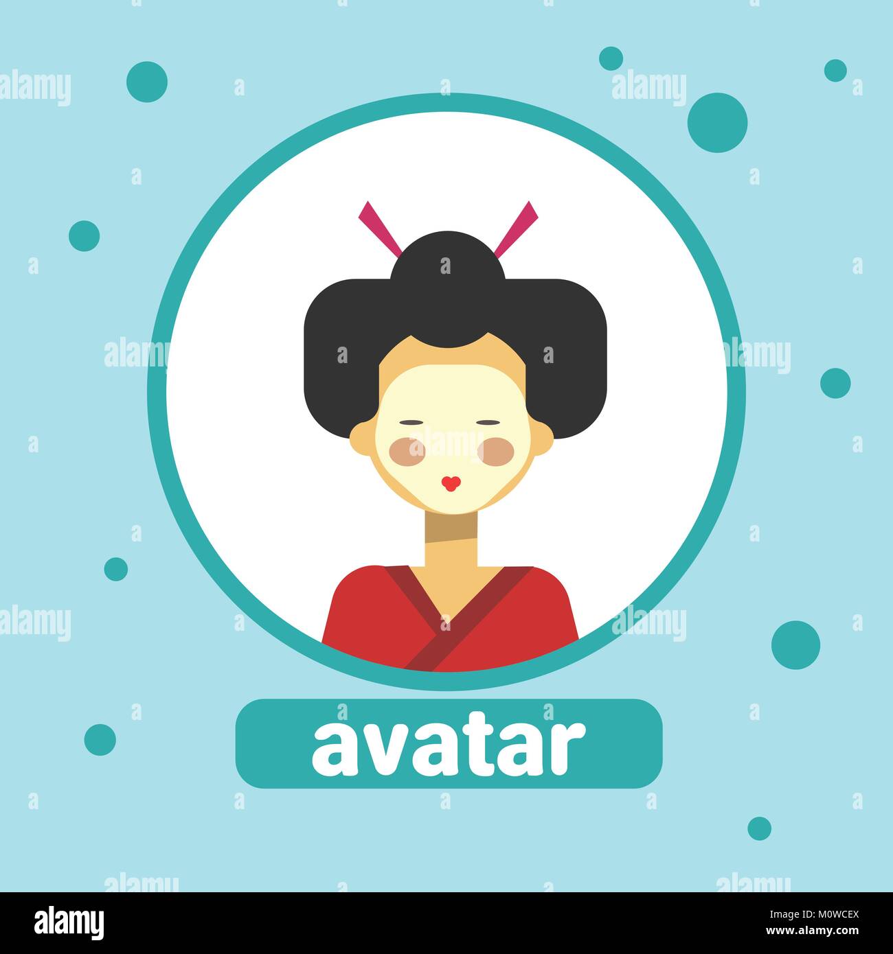 Asian Woman Avatar Icon Japanese Female In Traditional Costume Profile