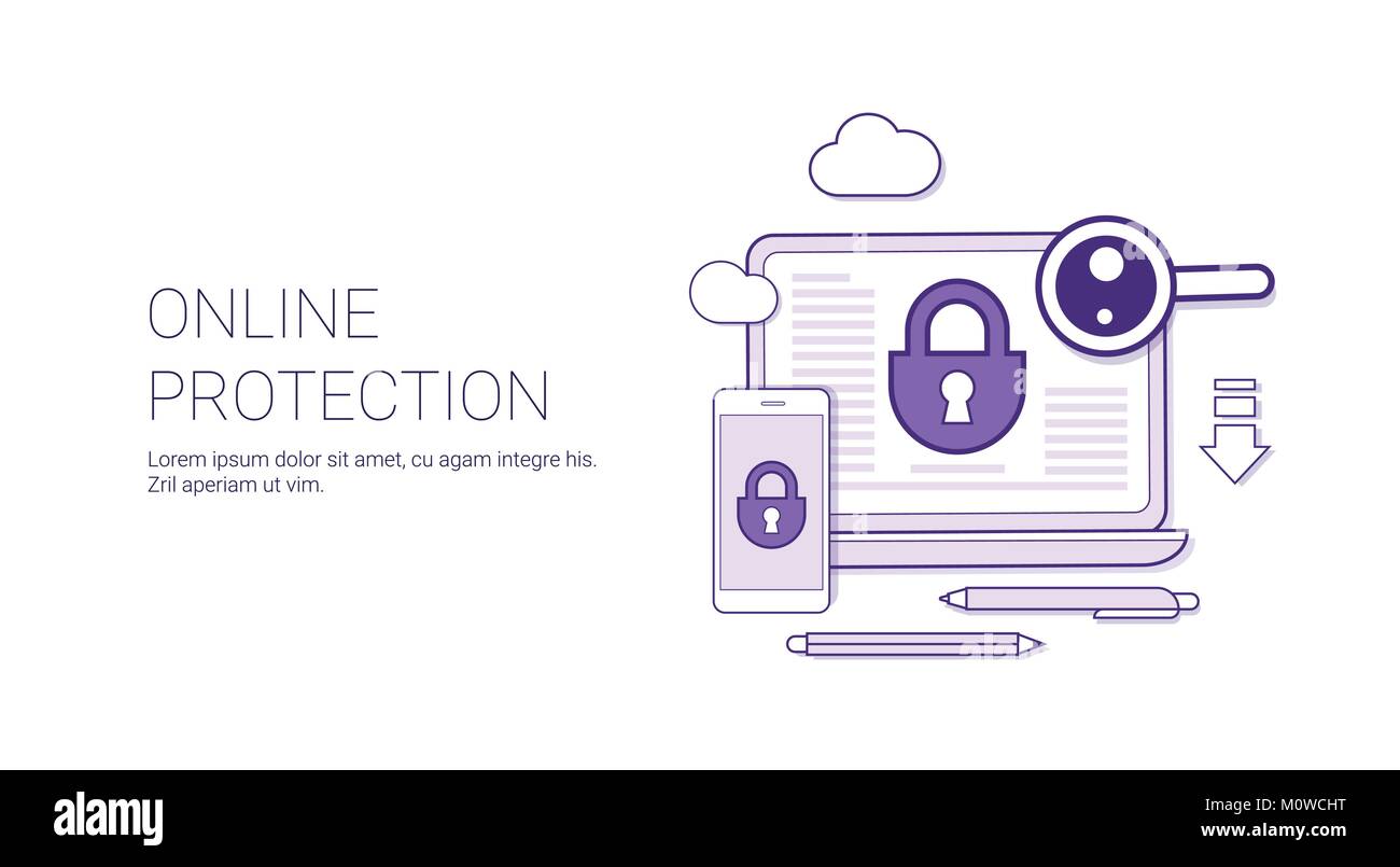 Online Protection Web Security Technology Concept Banner With Copy ...