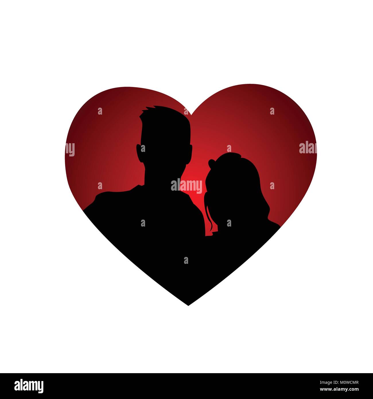 Couple Silhouettes In Heart Shape Icon Isolated Stock Vector Image ...