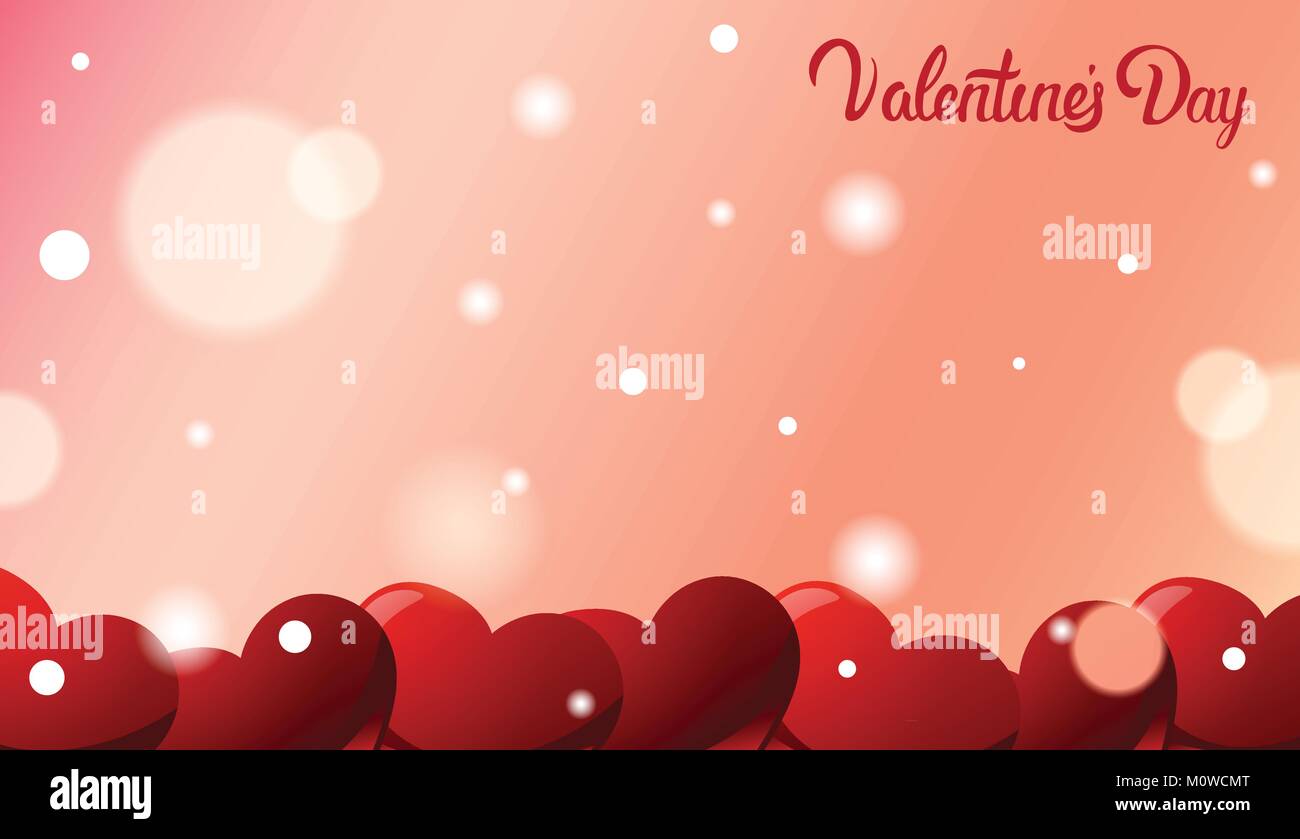 Valentines Day Greeting Card Background With Red Hearts Stock Vector ...