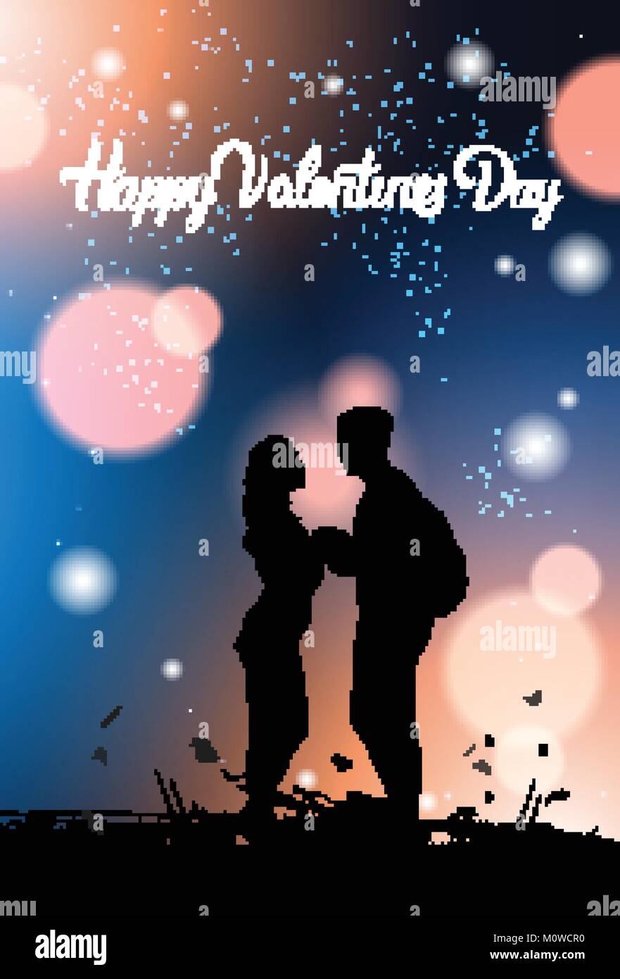 Valentines Day Greeting Card Black Couple Silhouette Holding Hands Over ...