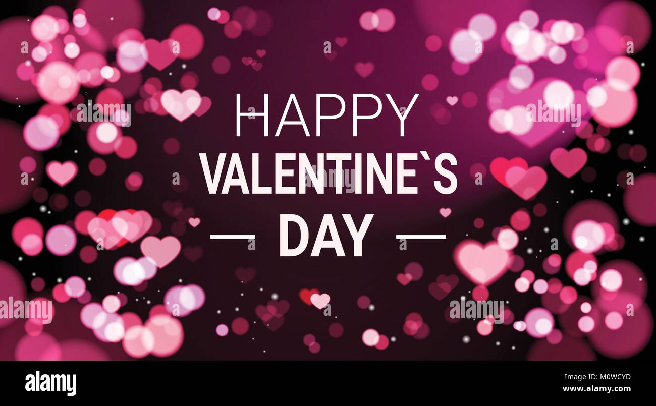 Happy Valentines Day Banner Blurred Bokeh Background Stock Vector Image ...