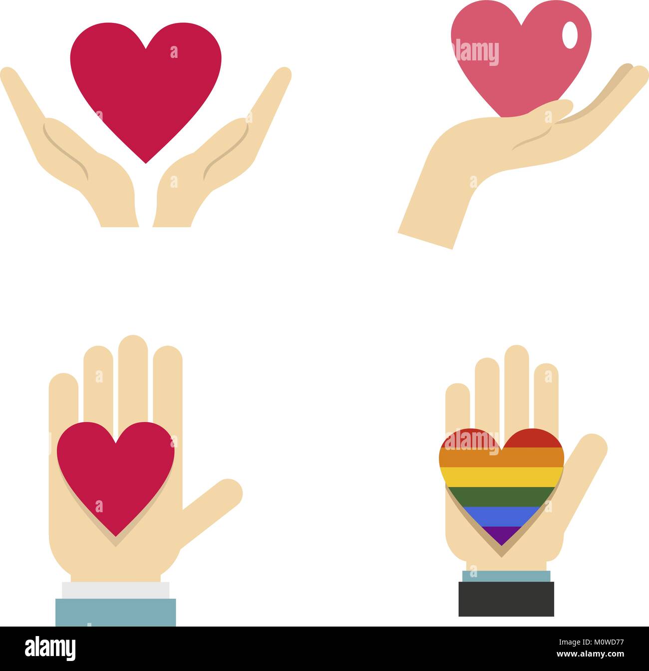 Heart in hand icon set, flat style Stock Vector Image & Art - Alamy