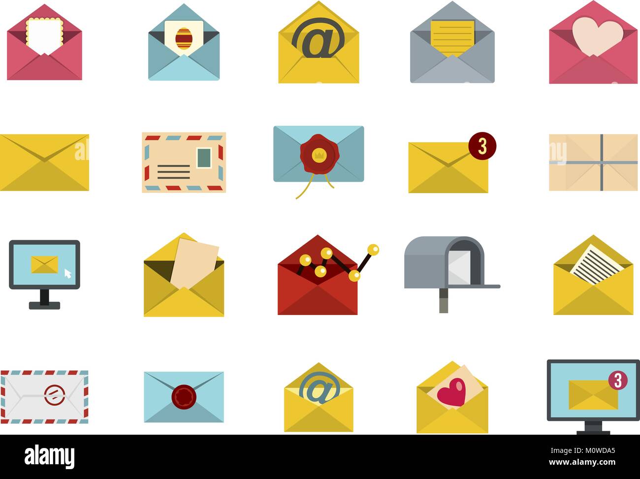 Letter icon set, flat style Stock Vector Image & Art - Alamy