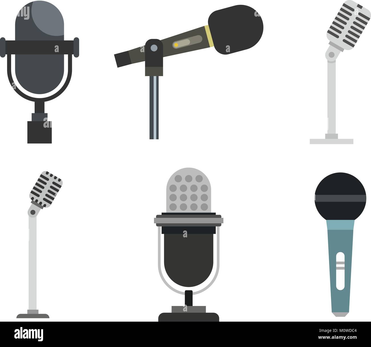 Microphone icon set, flat style Stock Vector Image & Art - Alamy