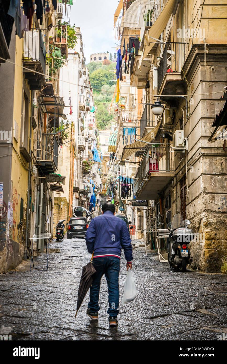 Naples, Italy - November 30 2017: View of the crowded city streets of Naples Stock Photo