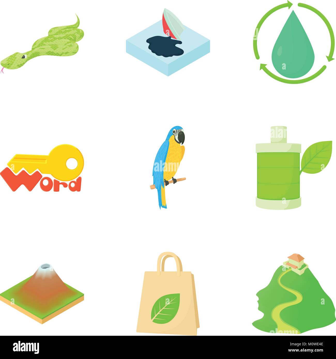 Green ecology icons set, cartoon style Stock Vector Image & Art - Alamy
