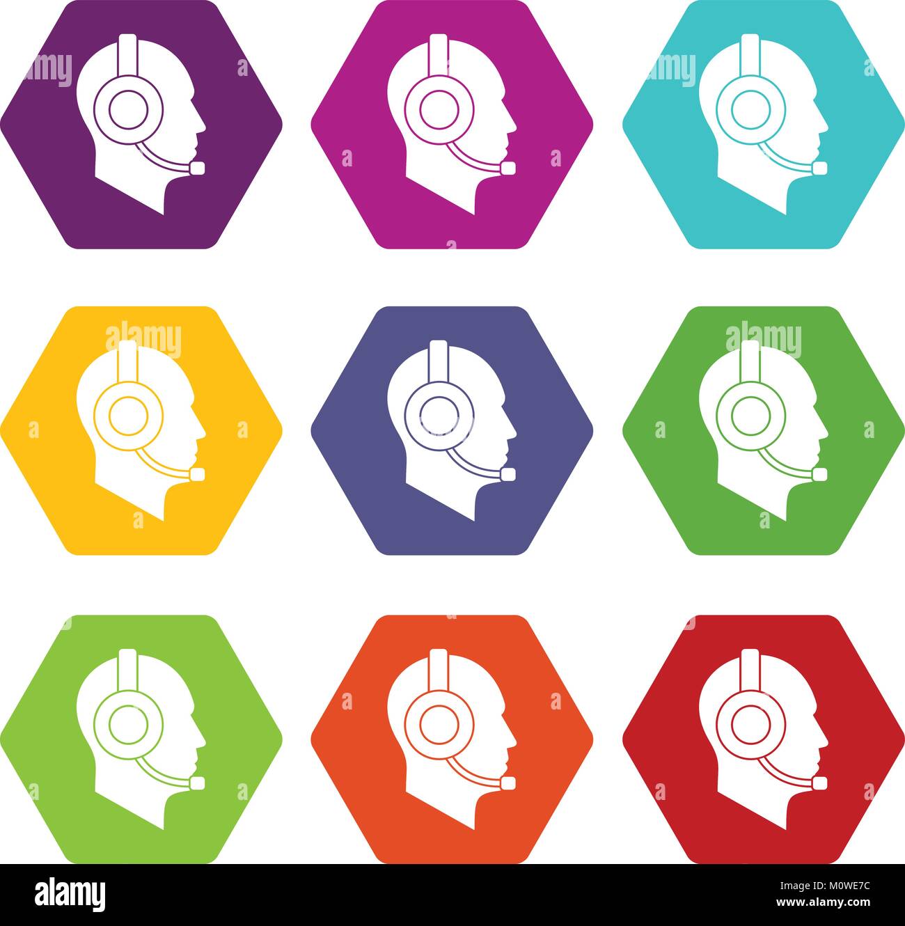 Operator in headset icon set color hexahedron Stock Vector Image & Art ...