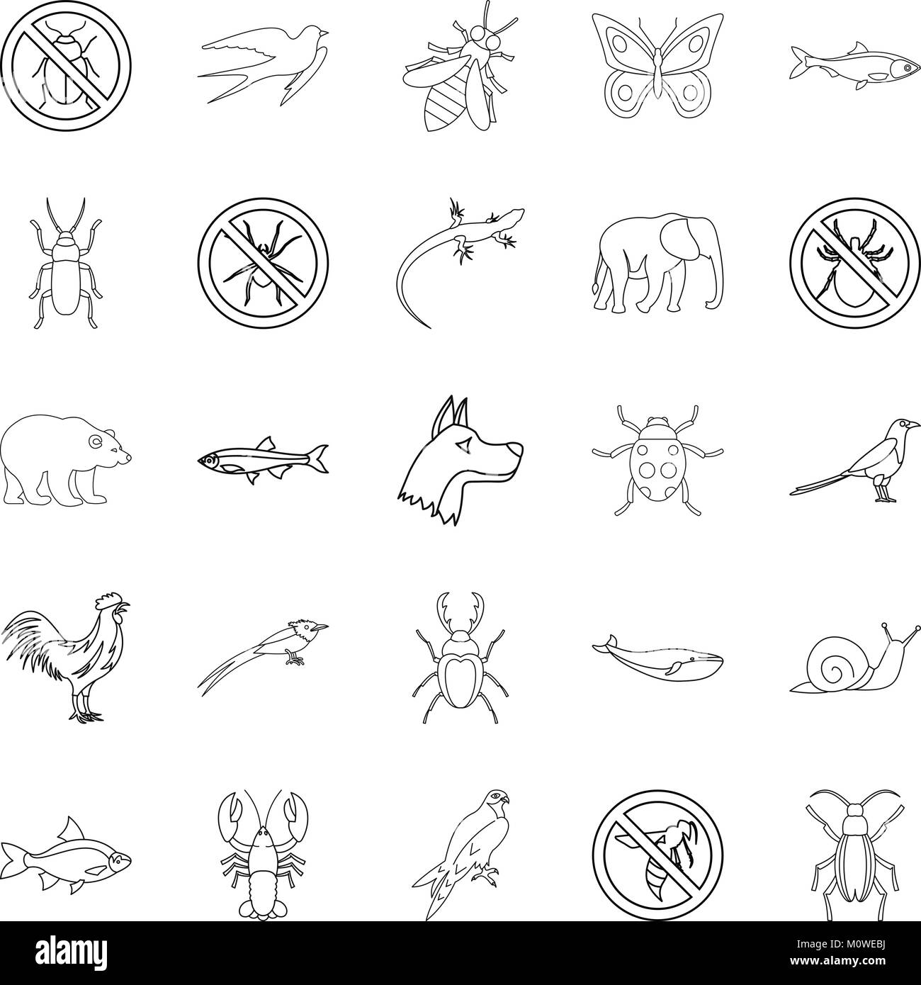 Faunal icons set, outline style Stock Vector Image & Art - Alamy