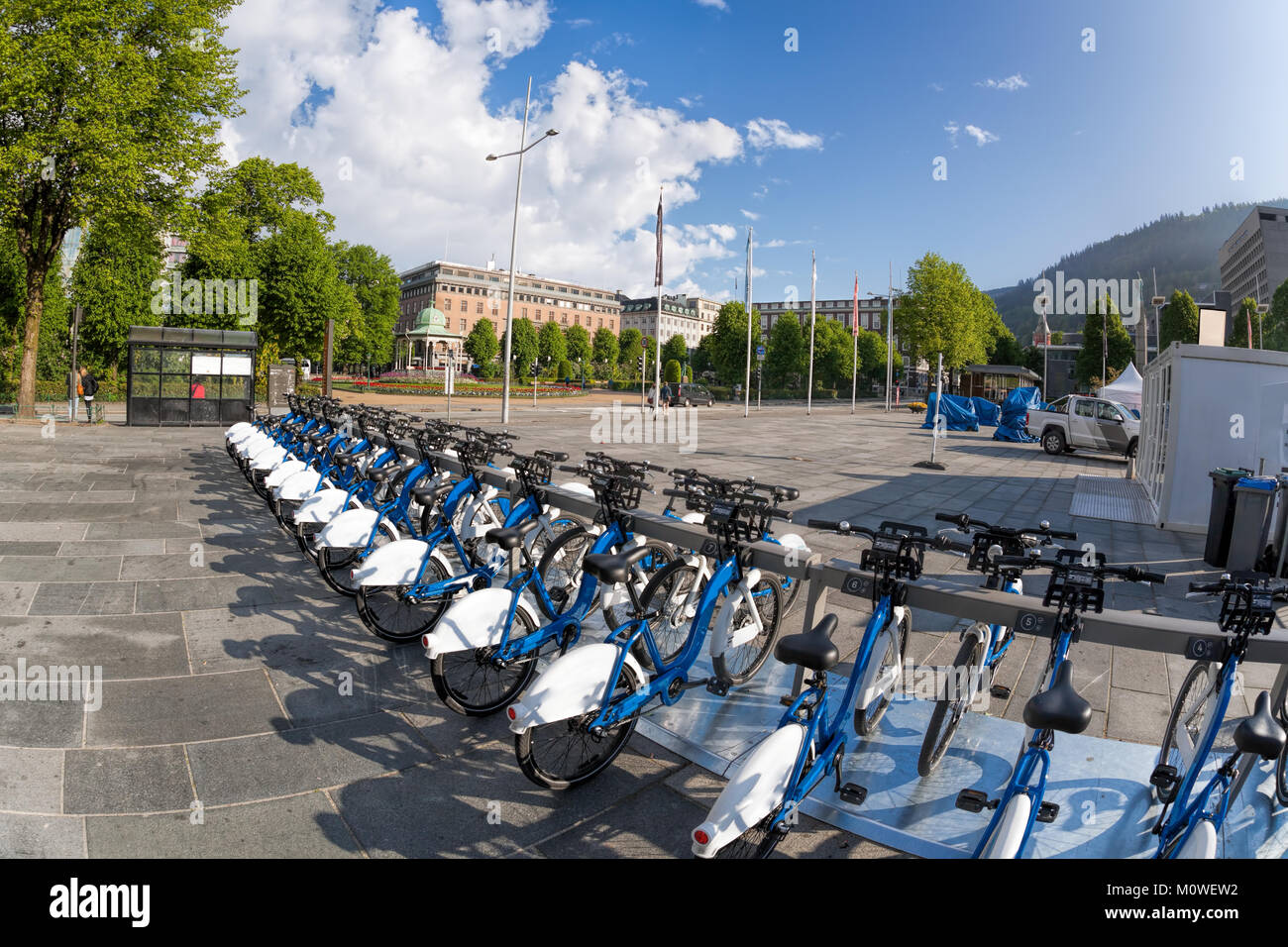 Bergen with bikes for rent in Norway Stock Photo