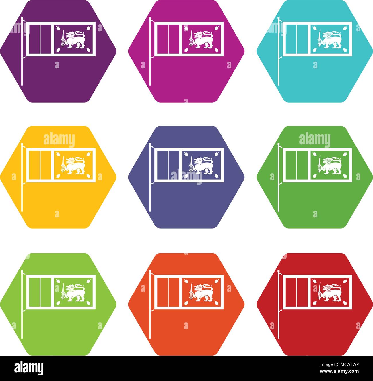 Flag of Sri Lanka icon set color hexahedron Stock Vector Image & Art ...