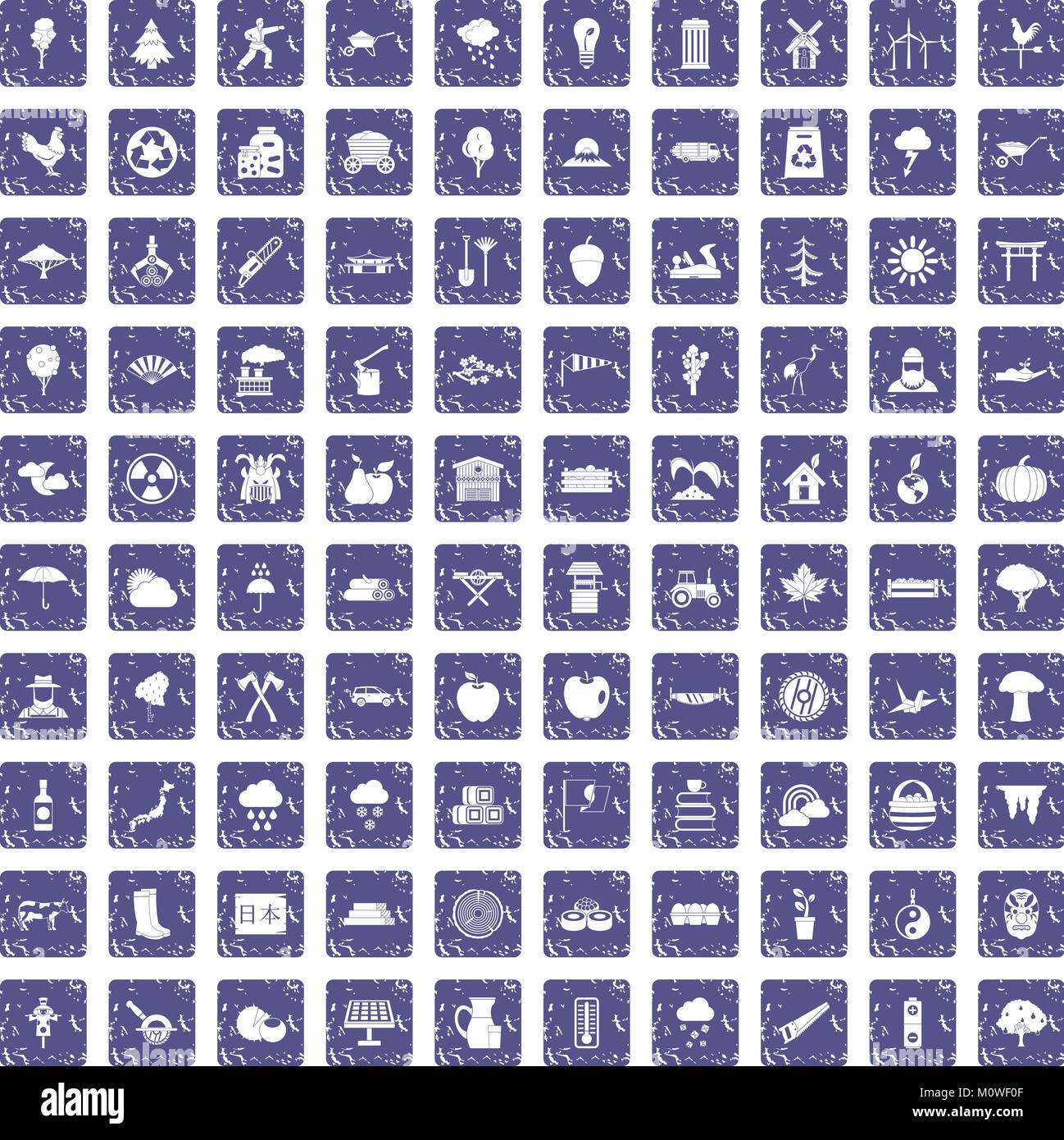 100 tree icons set grunge sapphire Stock Vector Image & Art - Alamy