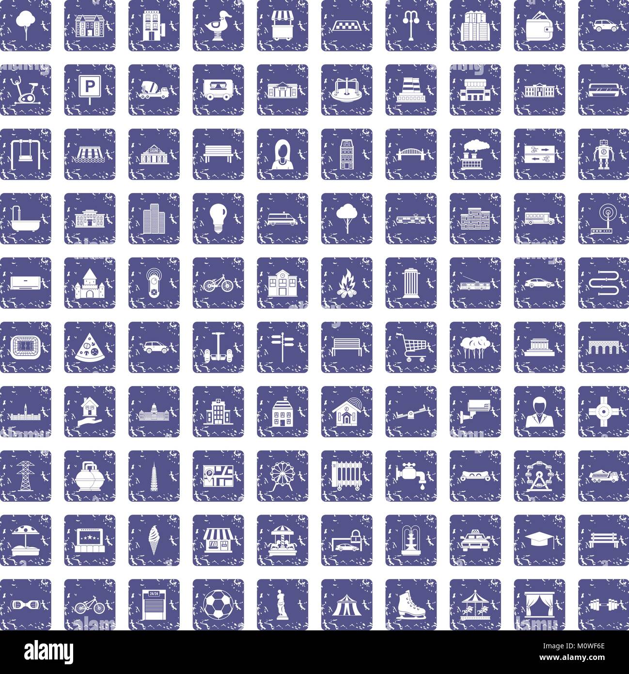 100 urban icons set grunge sapphire Stock Vector Image & Art - Alamy