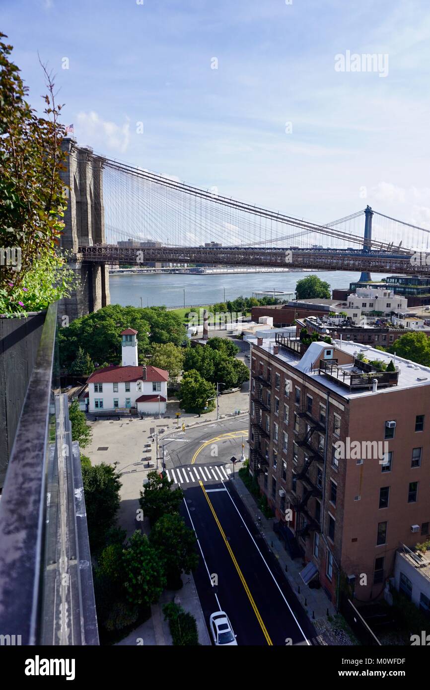 Two bridges, NYC Stock Photo Alamy