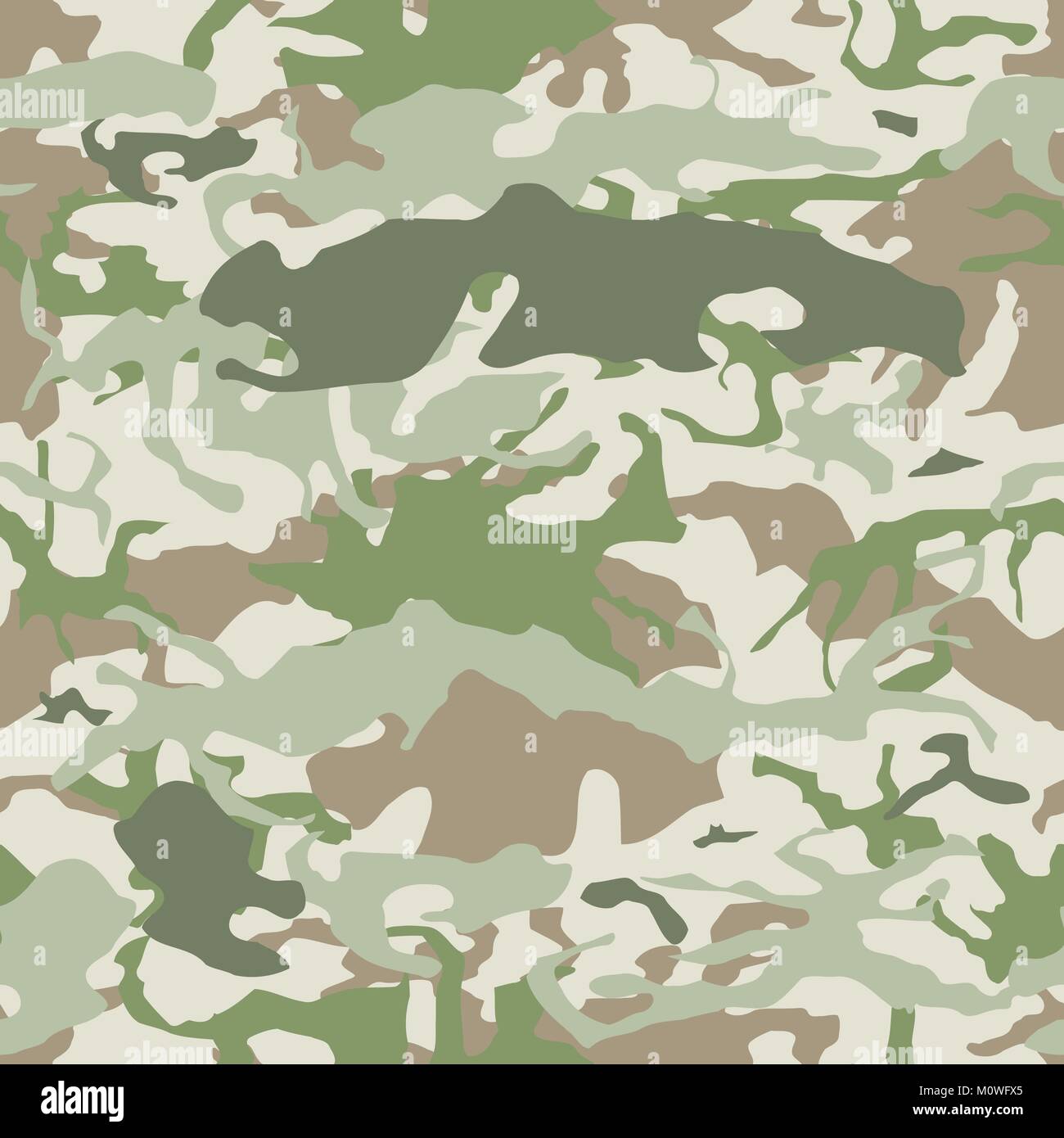Camouflage seamless vector pattern - military camo texture. Stock Vector
