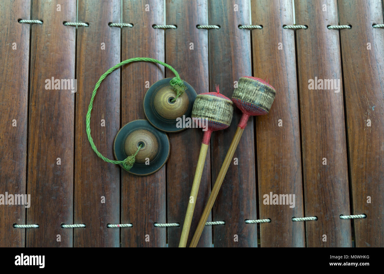Closeup Thai musical instrument (Alto xylophone) with asian