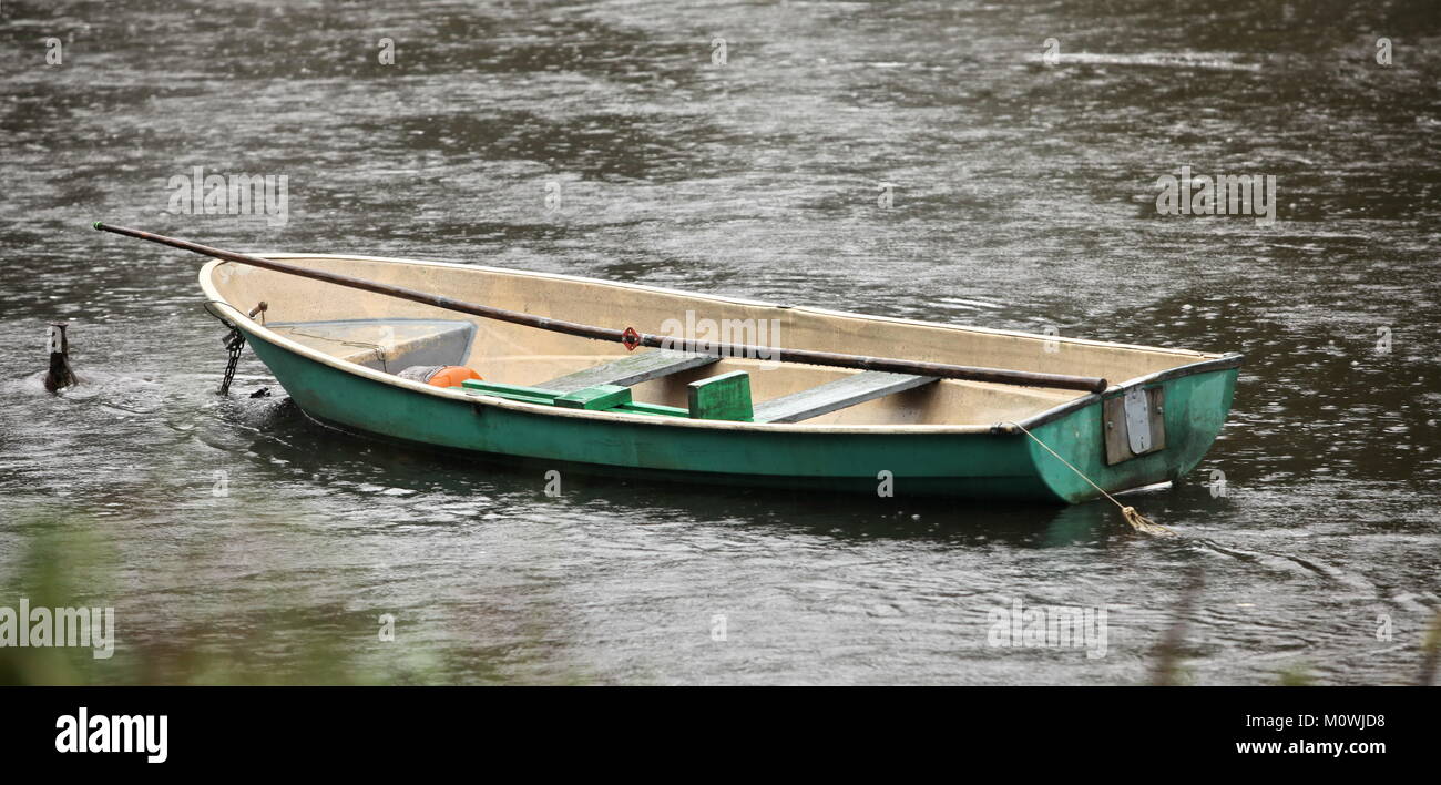 The fishing boats in the rain Stock Photo Alamy