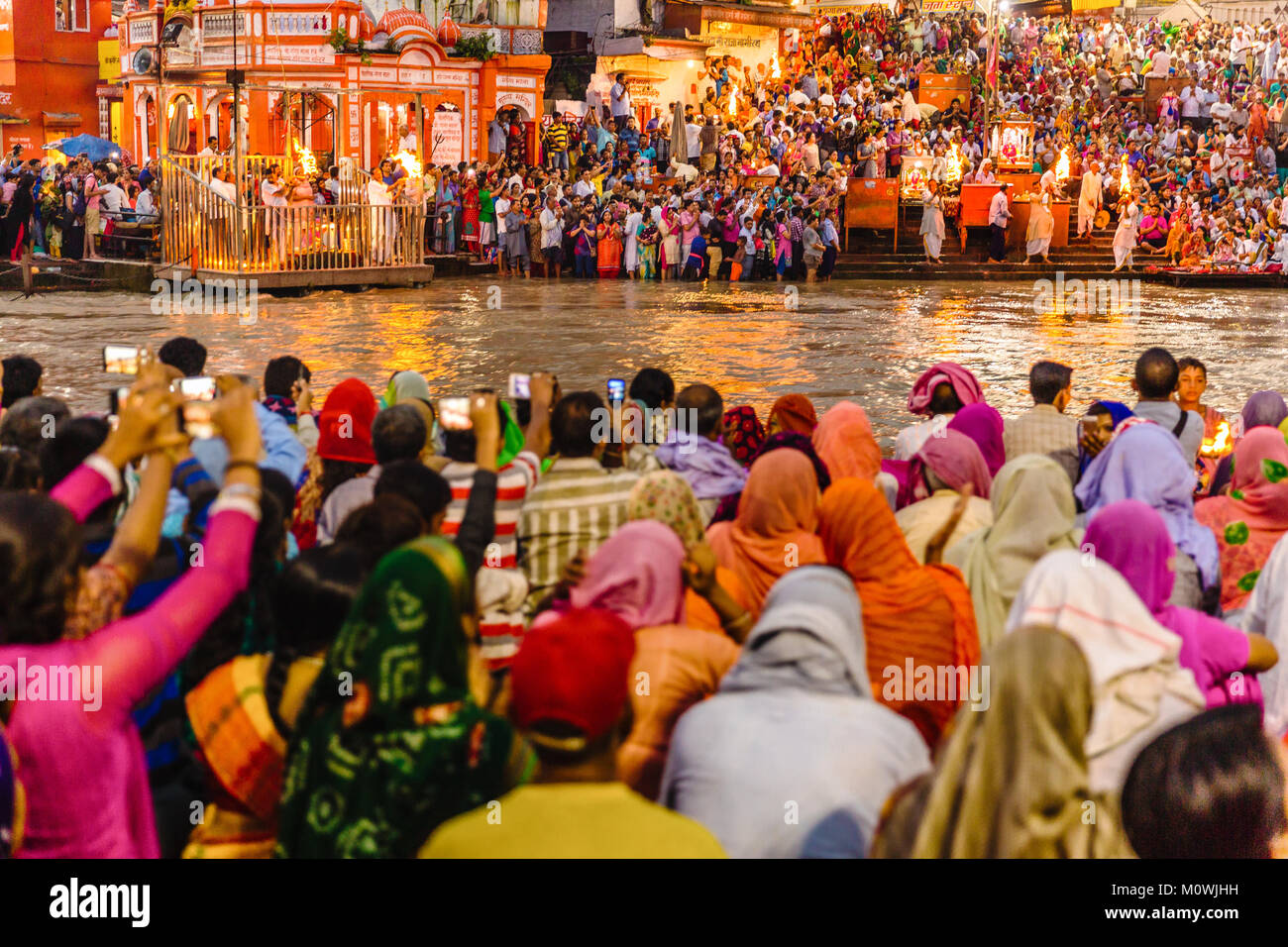 Thousands of Hindu People in the holy city of Haridwar in Uttarakhand