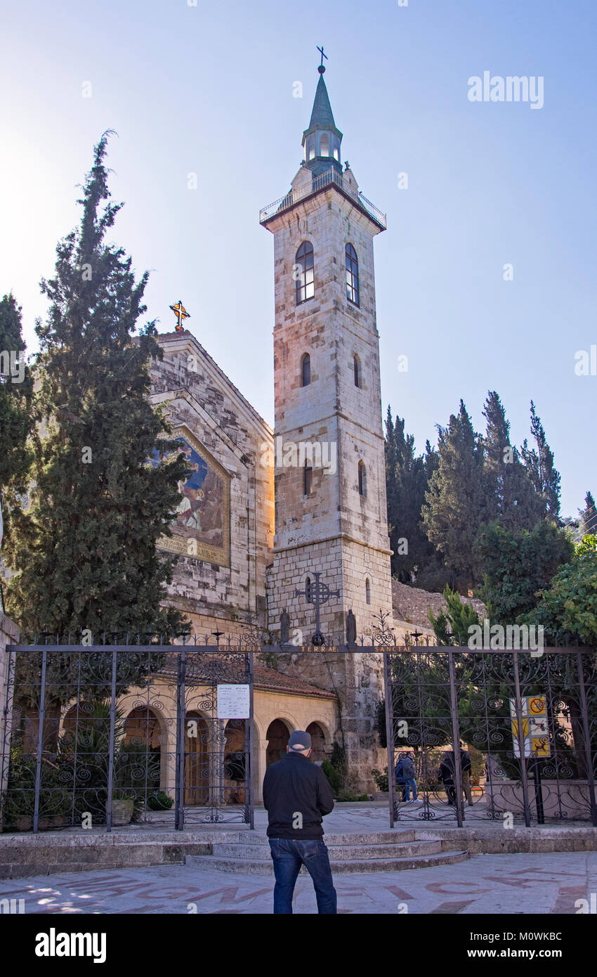 Church of the visitation of Mary to Elizabeth near Jerusalem Stock Photo