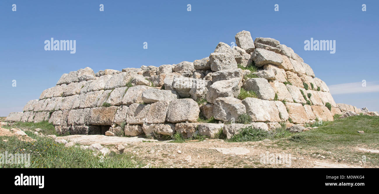 small hasmonean era fortress above ancient city of Susya in the West Bank Stock Photo