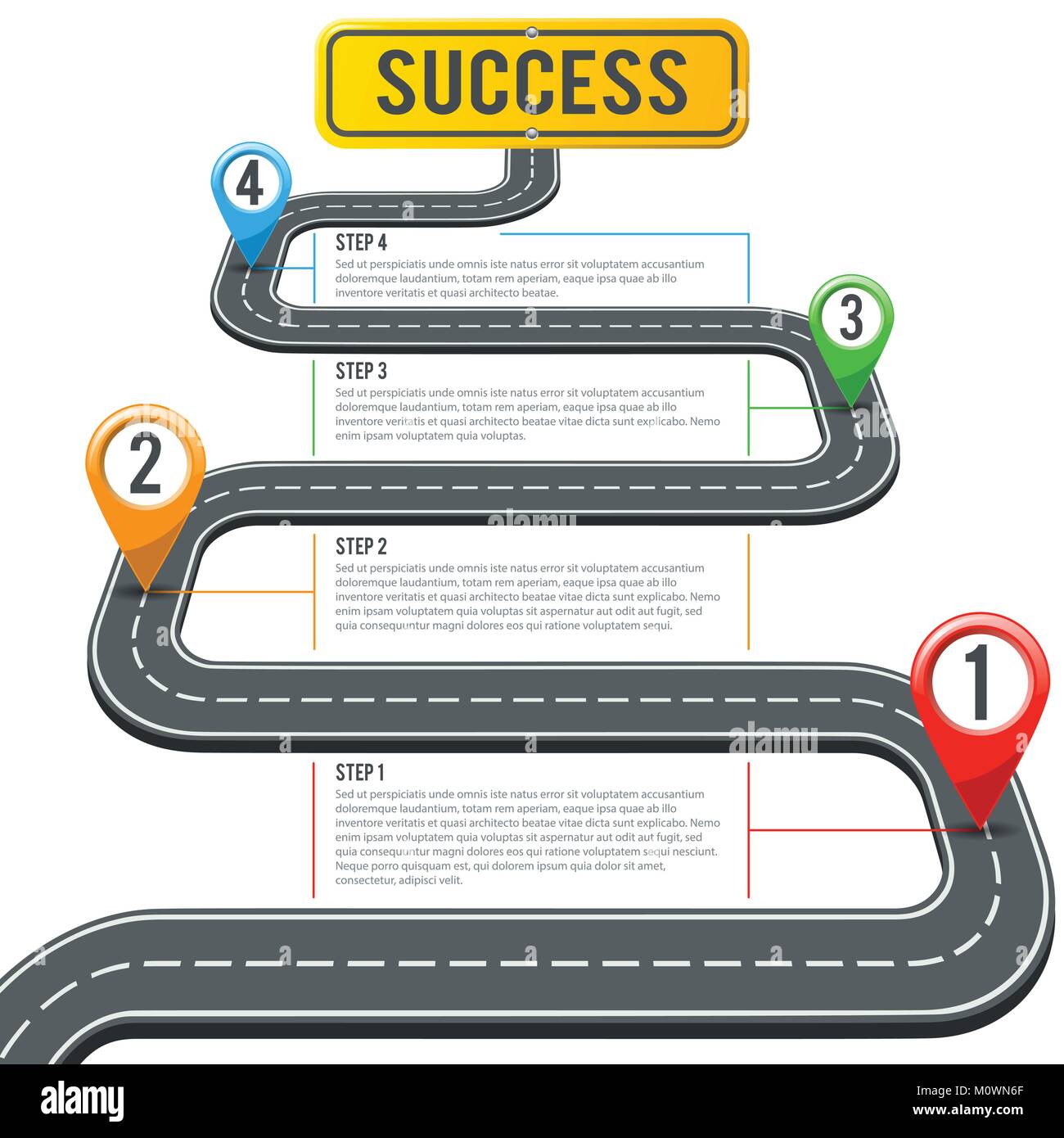 Timeline Road Infographics with Pin Pointers Stock Vector Image & Art ...
