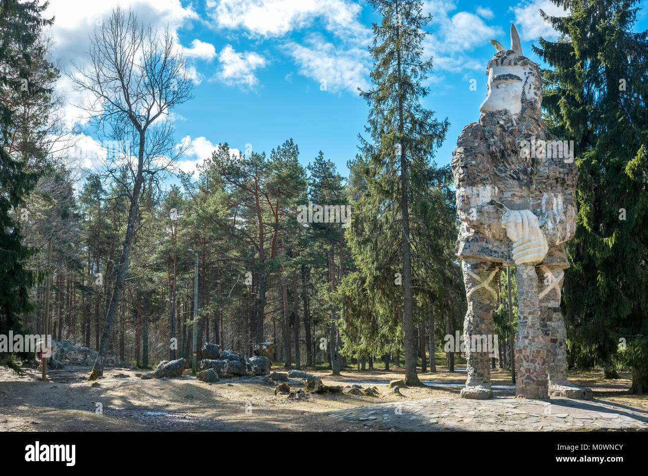 Statue of Kalevipoeg (Kalev's Son) in park near Glehn Castle. Tallinn, Estonia Stock Photo