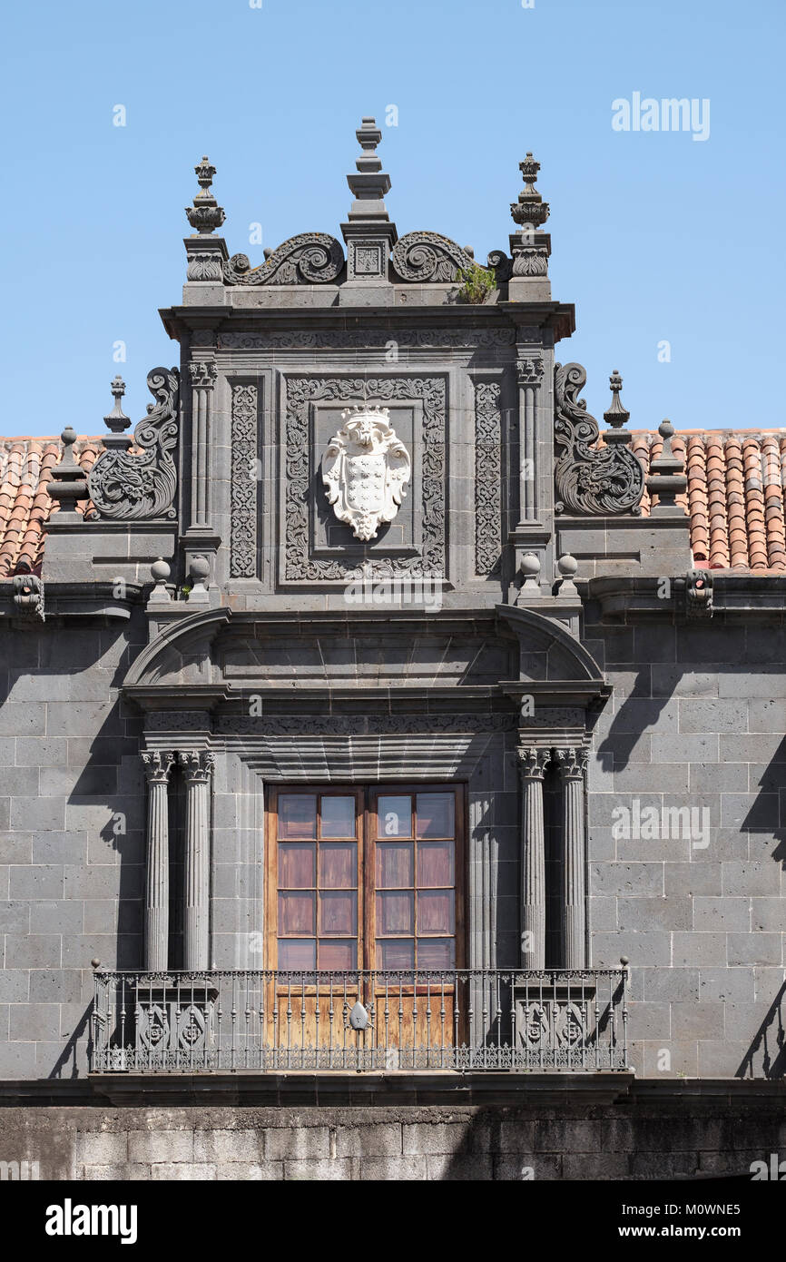 Casa Salazar, 17th century, destroyed by fire in 2006, now fully restored, San Cristobal de La Laguna, Tenerife, Canary Islands, Spain, Stock Photo