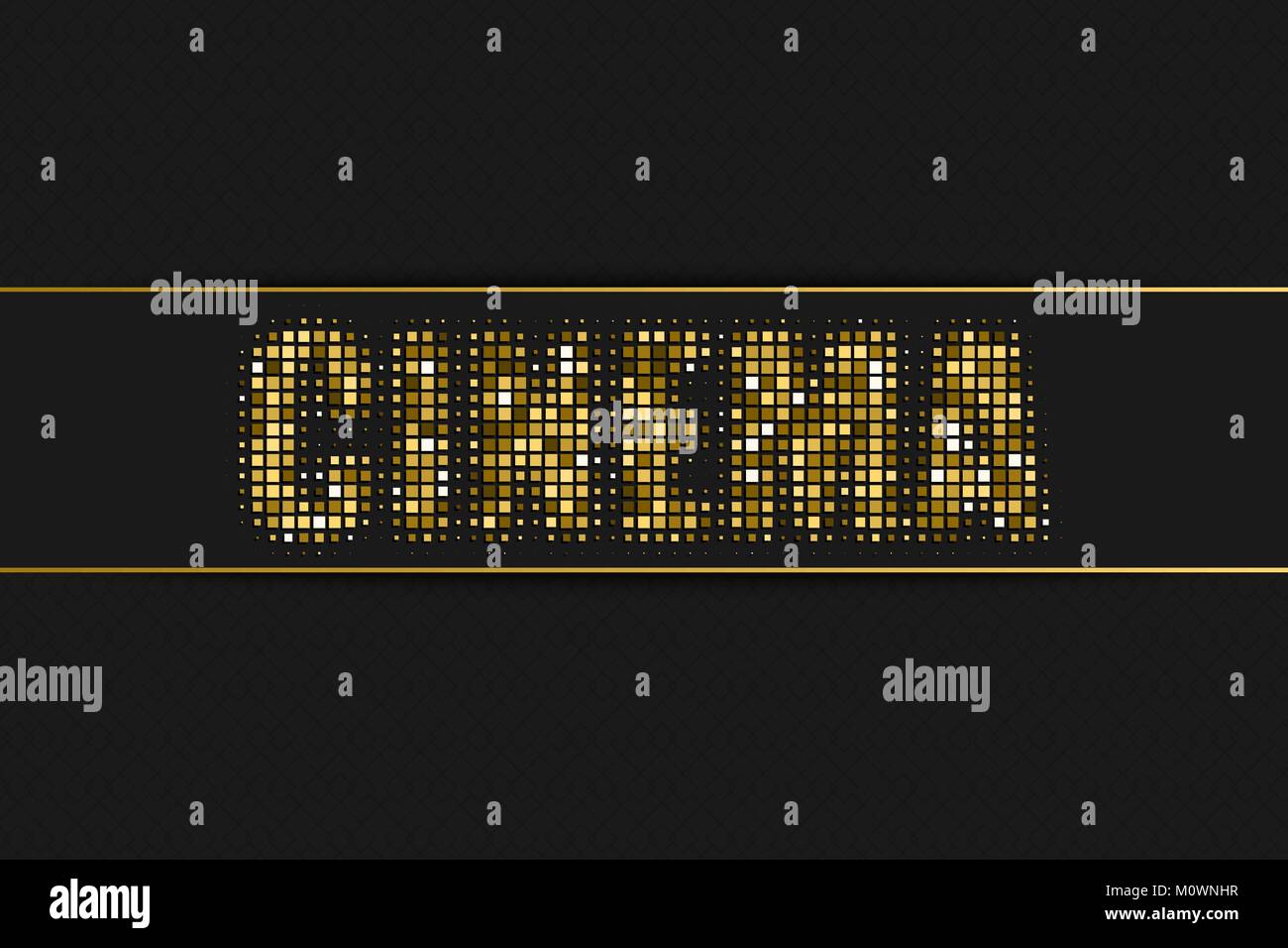 Cinema golden halftone advertising sign with geometric pattern for your design Stock Vector