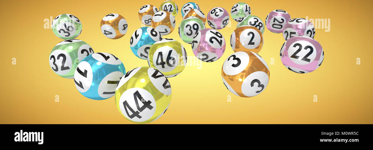 Composite image of lottery balls with nimbers Stock Photo