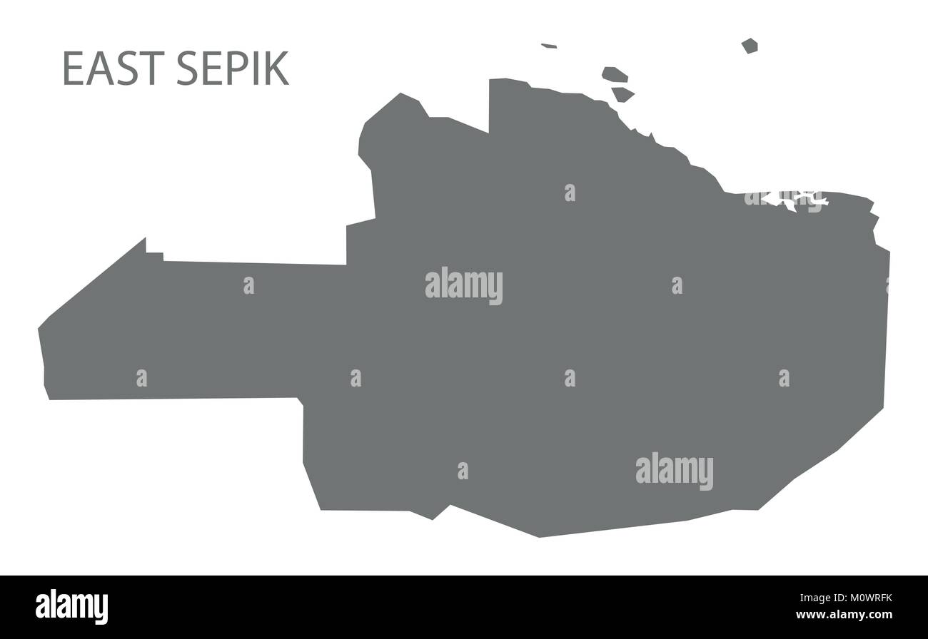 East Sepik map of Papua New Guinea grey illustration silhouette shape Stock Vector