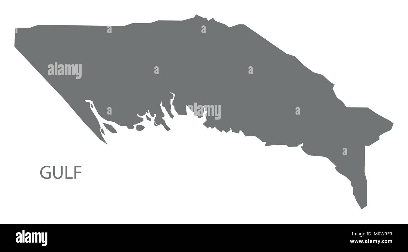 Gulf map of Papua New Guinea grey illustration silhouette shape Stock Vector