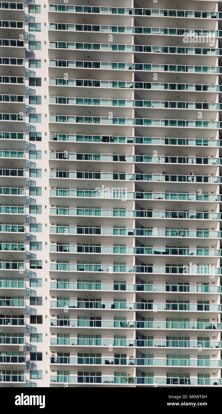 Tower of Many White and Green Balconies Stock Photo