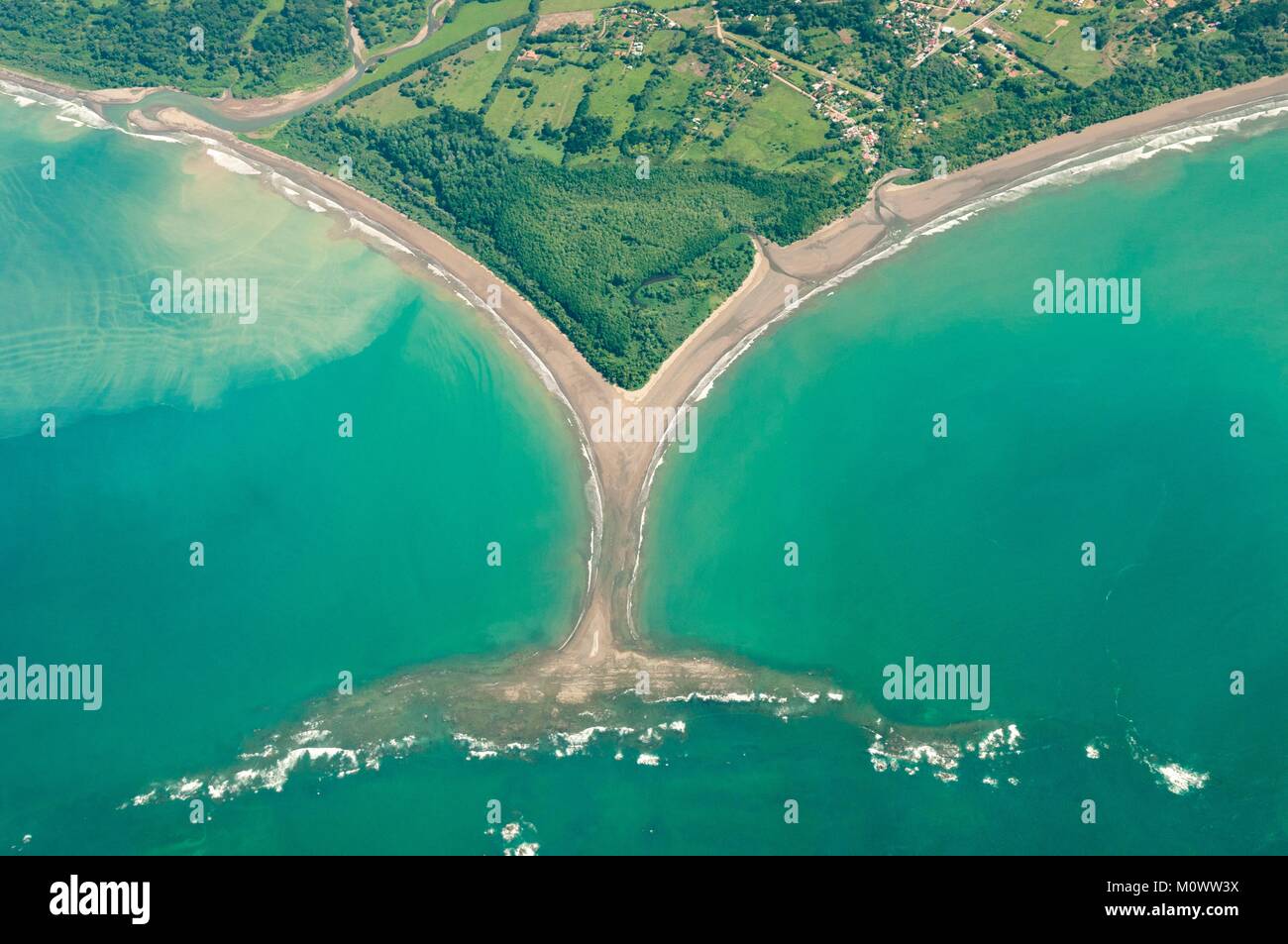 Costa Rica,Puntarenas Province,Marino Ballena National Park,Playa Uvita (aerial view) Stock Photo