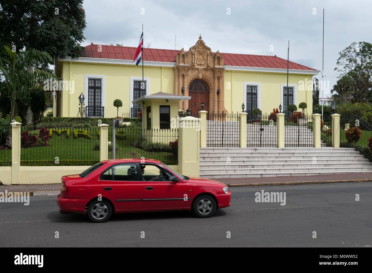 Costa Rica,San Jose Province,San Jose,Yellow House,Central American Court of Justice Stock Photo