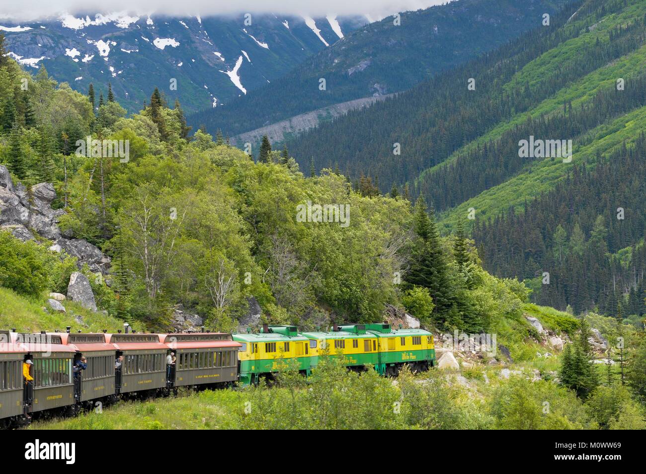 USA,Alaska,White Pass & Yukon Route,train from Carcross (Yukon) to Skagway (Alaska) via White Pass Stock Photo