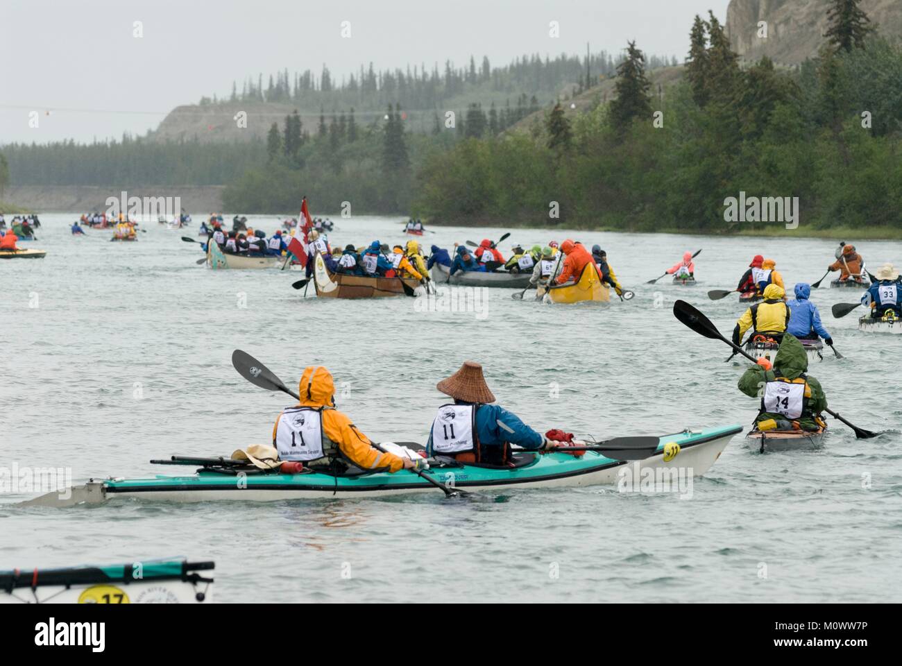 Canada,Yukon Territory,Whitehorse,Start of the Yukon River Quest 2010,the longest in the world,742 km on the Yukon River Stock Photo