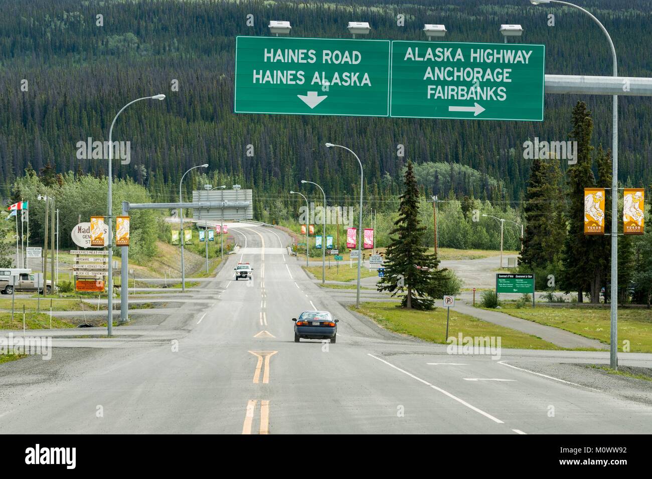Canada,Yukon Territory,Haines Junction,Alaska Highway Stock Photo
