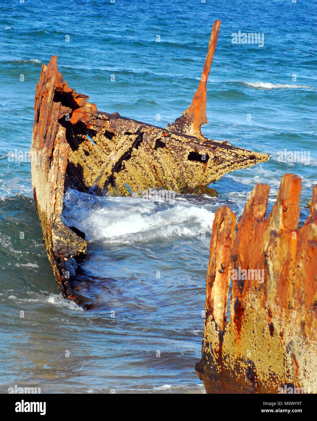 SS Dicky shipwreck, sunk in 1893, on the Australian coastline.  This wreck has since been removed and so new images are not possible. Stock Photo