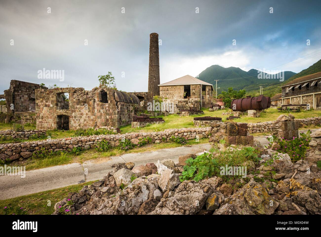 St. Kitts and Nevis,Nevis,New River,ruins of Coconut Walk sugar estate Stock Photo Alamy
