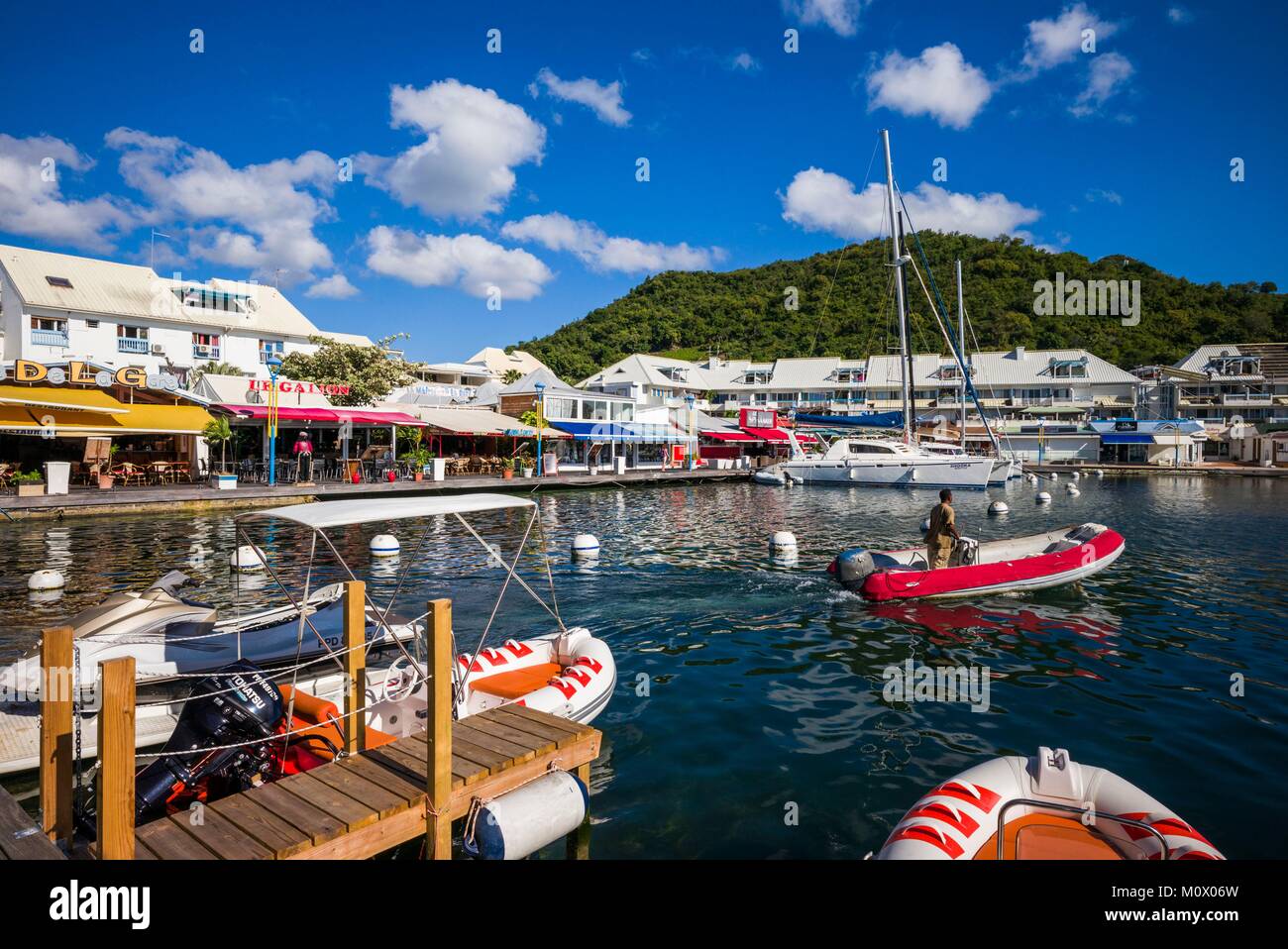 French West Indies,St-Martin,Marigot,Port La Royale Marina Stock Photo