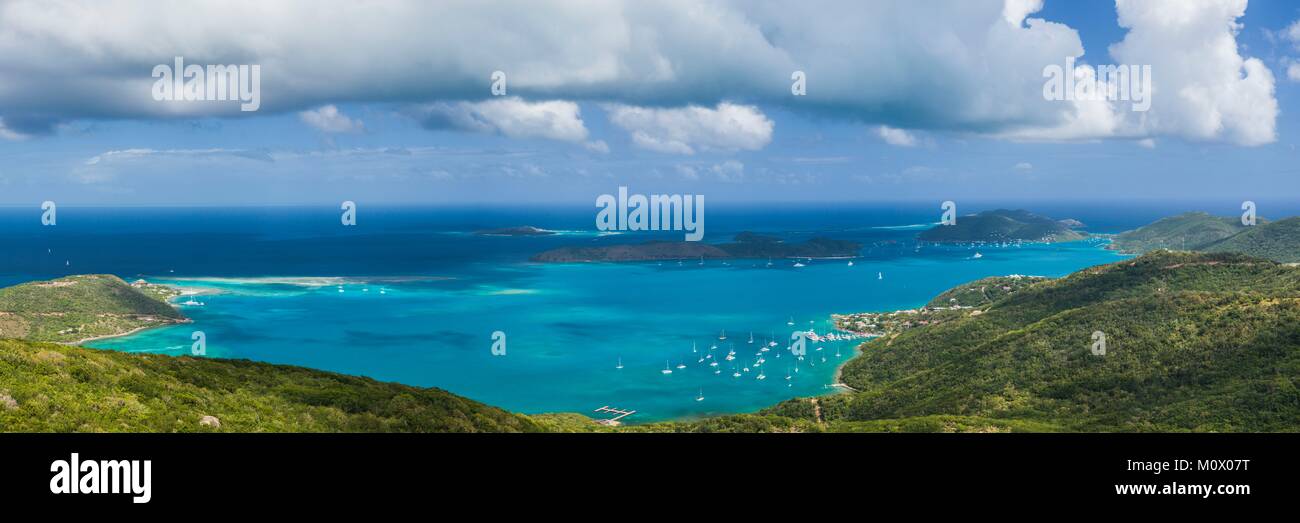 British Virgin Islands,Virgin Gorda,North Sound,elevated view of North Sound from Fanny Hill Stock Photo