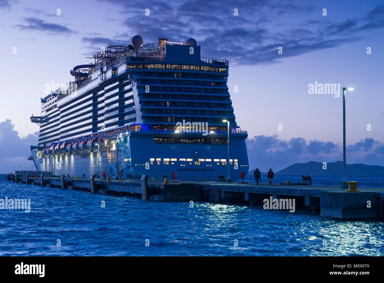 British Virgin Islands,Tortola,Road Town,Cruise Ship Dock,cruiseship,dawn Stock Photo