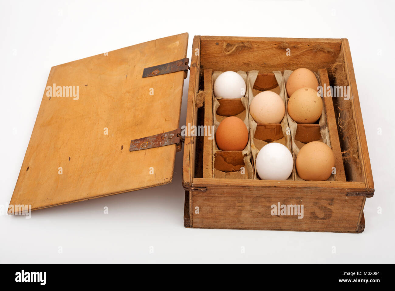 Vintage wooden egg box hi-res stock photography and images - Alamy