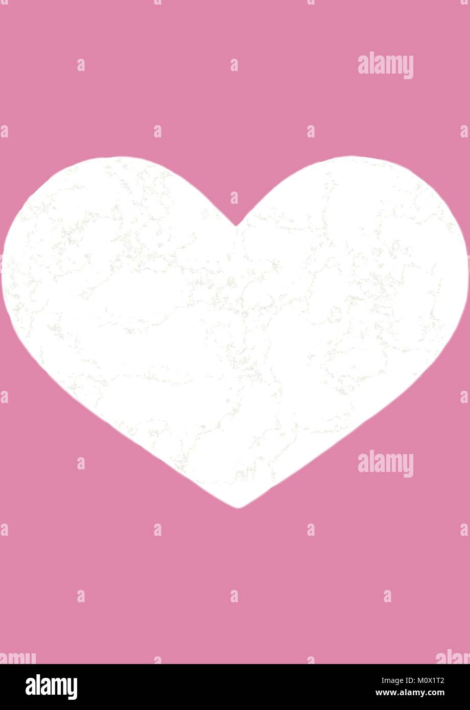 White Textured Heart On A Light Pink Background Stock Vector