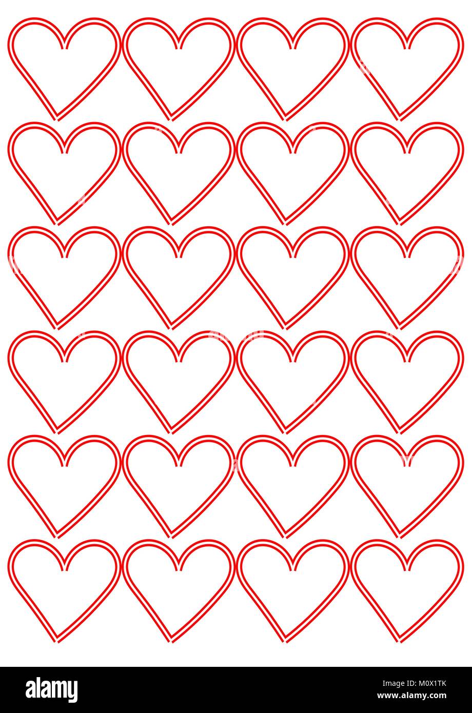 Repeated Heart Pattern On Plain White Background Stock Vector