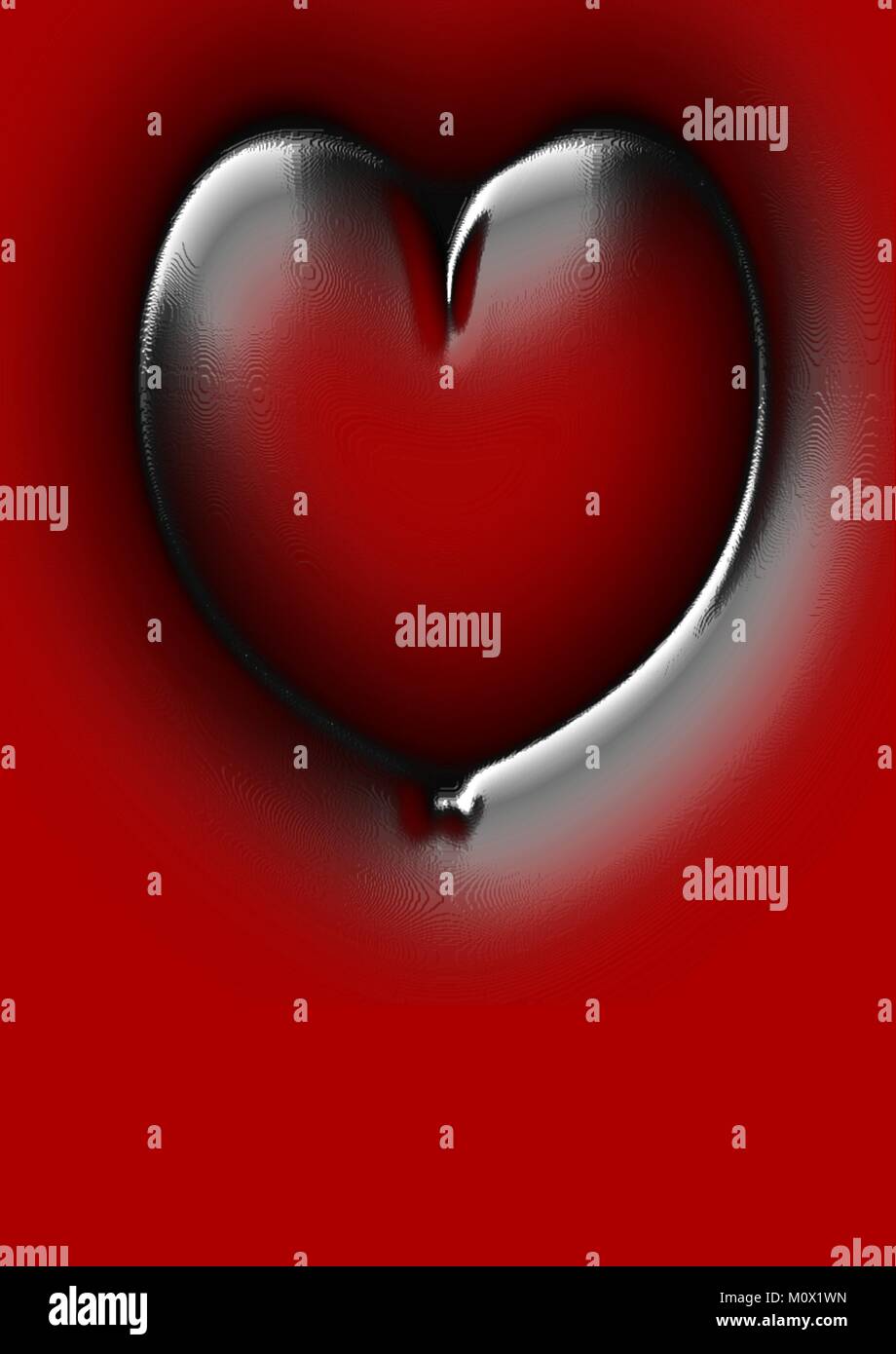 Black And Red Heart On Red Background Stock Vector