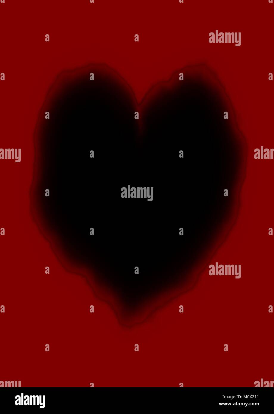 Black Heart On Dark Red Background Stock Vector