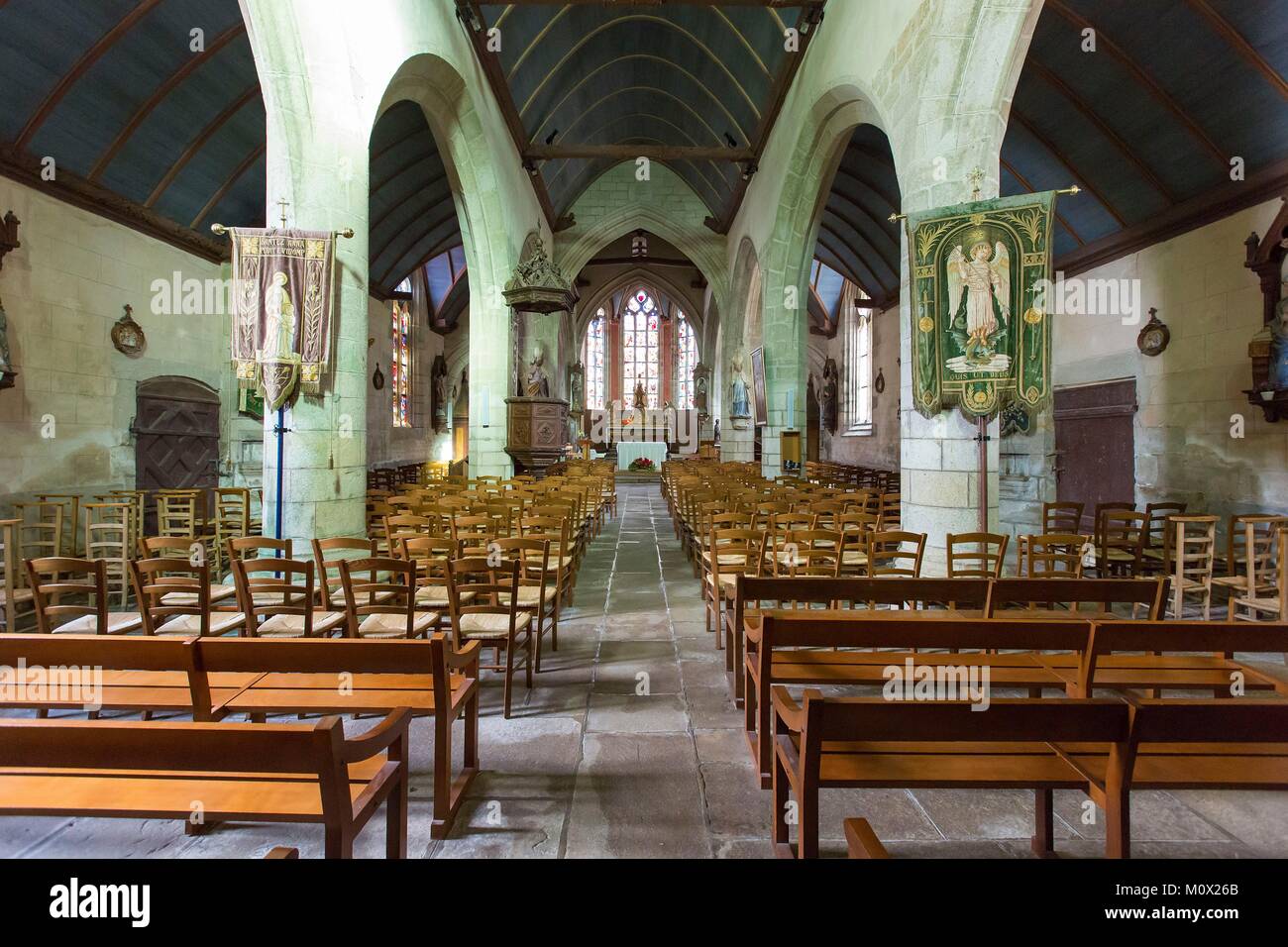 France,Finistere,Cap Sizun,Confort Meilars,the nave of Notre Dame de  Confort church Stock Photo - Alamy