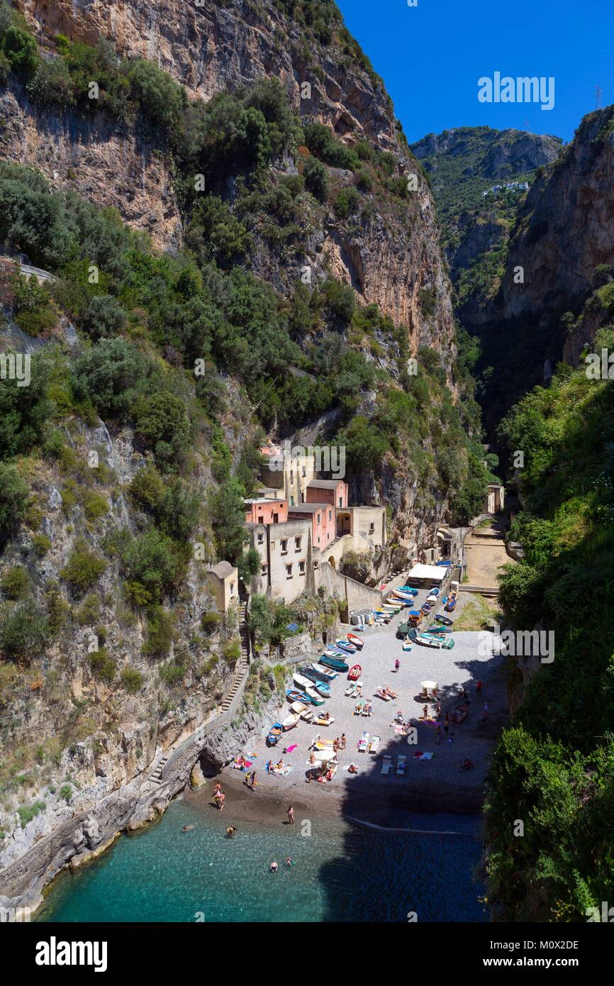 Italy,Campania,Amalfi Coast,listed as World Heritage by UNESCO,cala di Furore Stock Photo